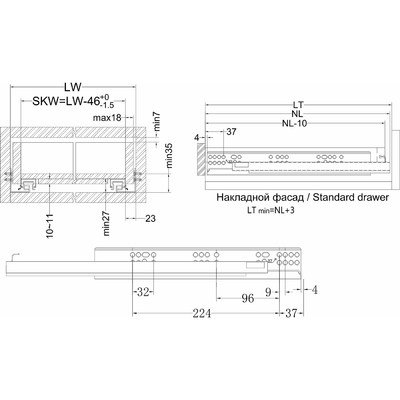 Направляющая скрытого монтажа L-400 с доводч. 3D AKS PLUS 85952