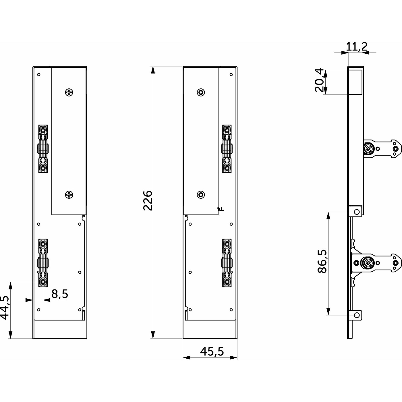 Держатель передней стенки внутреннего ящика H199 Slimbox Evolution белый с рейлингом на фасаде112467