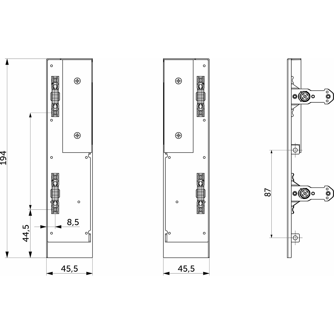 Держатель передней стенки внутреннего ящика H199 Slimbox Evolution графит с рейлингом на фасаде 112468