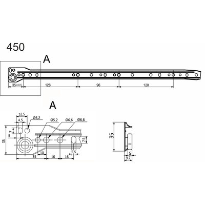 Направляющая роликовая L-450 1,0мм белая AKS 28943