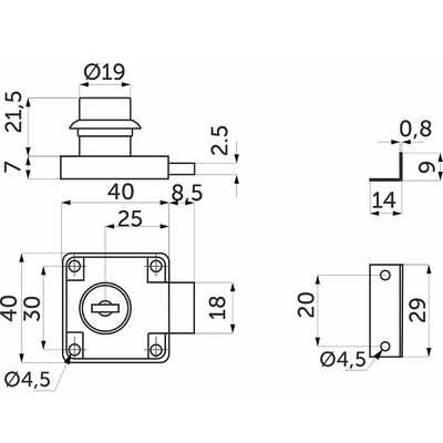 Замок для распашной двери механический 138, золотой, AKS LIGHT 117308