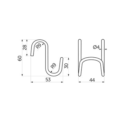 Крючок на трубу d16 ретро двойной хром AKS 30720
