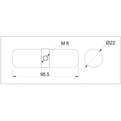 Соединитель 2-х труб d25 (5045) с кольцом внутренний торцевой, вакуумное хромирование AKS 14307