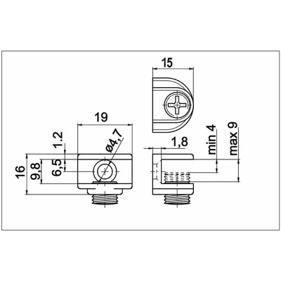 Полкодержатель для стекла регулируемый MV-09 под шуруп, хром AKS 23029