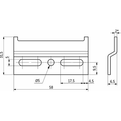 Шина для навесов L58мм (2,0мм) (уп/100шт), AKS 114125