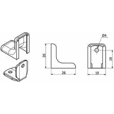 Уголок с металлической основой и пластиковой крышкой черный 12 (уп/100шт) LUNA 104126