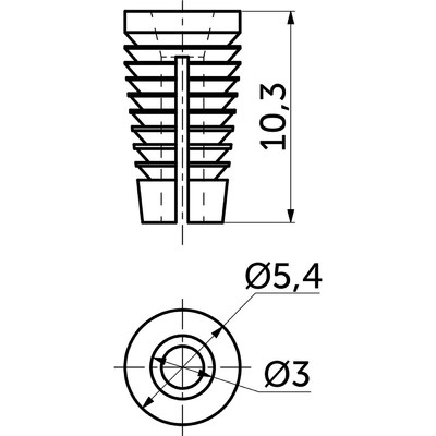 Втулка под саморез на полосе 5*10, пластик, белая (уп/100шт) AKS 82156