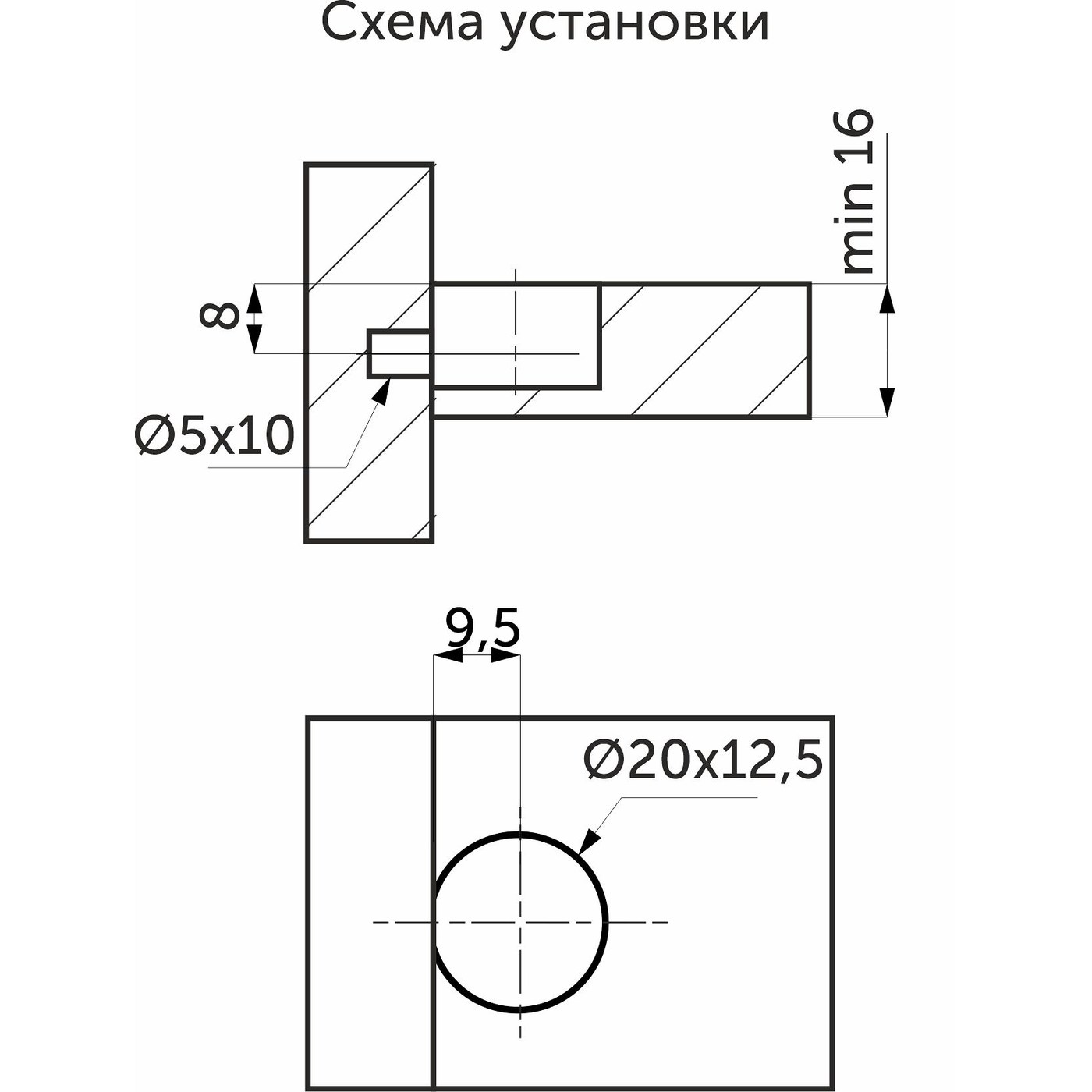 Эксцентриковая стяжка быстрого монтажа 20 мм серая+шток 6*7мм (1уп.0,2тыс.шт.)  71539