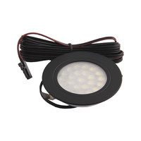 Светильник светодиодный SUN, врезной, 2W, 12V, круглый, черный, 6000К, AKS 75067