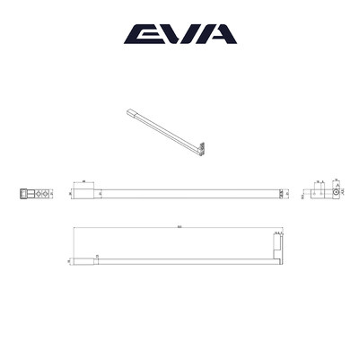 Комплект прямоугольных рейлингов для ящиков EVA Slimbox L450, белый (уп20) 5098