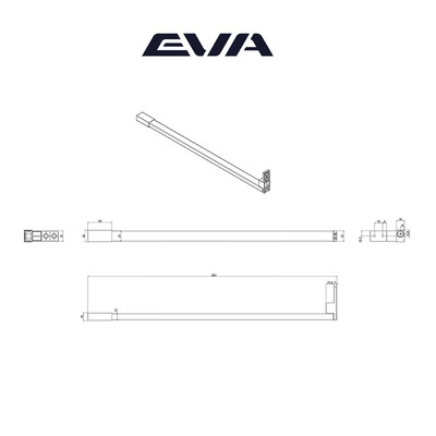Комплект прямоугольных рейлингов для ящиков EVA Slimbox L500, графит (уп20) 5101
