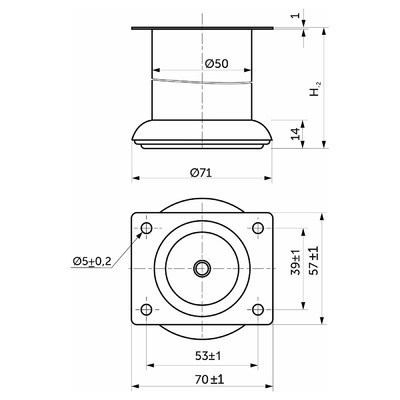 Опора меб. мет. d50 h150 хром AKS 115234