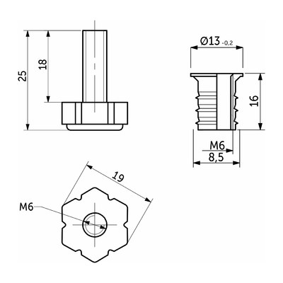 Регулятор уровня М6 + муфта регулятора (упак. 100 шт комп,) белый AKS 85932