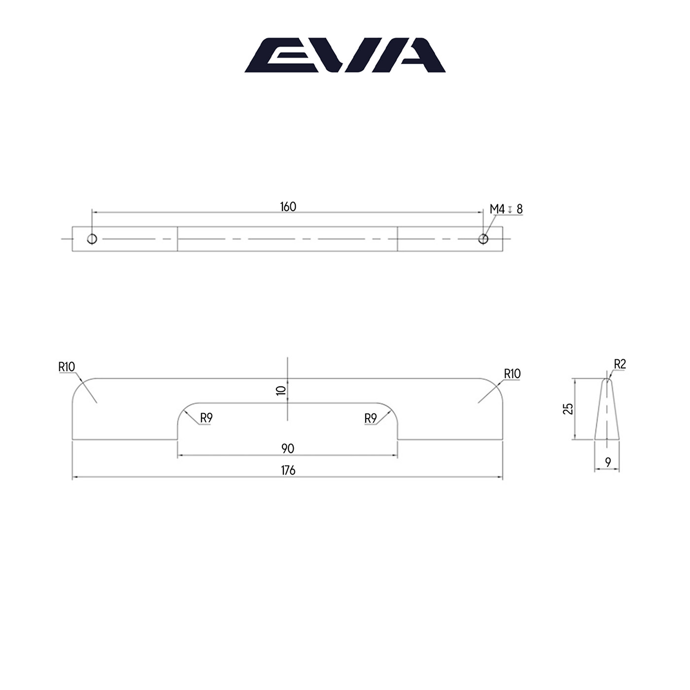Ручка-скоба EVA LOFT 160мм (L176мм), белый матовый (уп25 шт) 3931