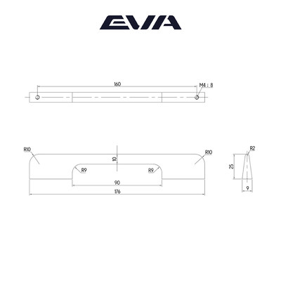 Ручка-скоба EVA LOFT 160мм (L176мм), графит (уп25 шт) 3933