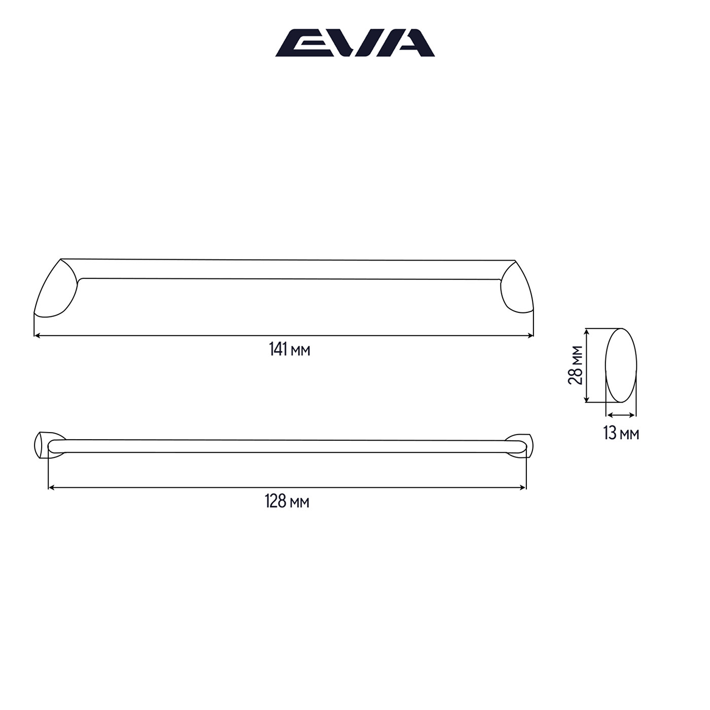 Ручка-скоба EVA ART 128мм, хром (уп25 шт) 3958