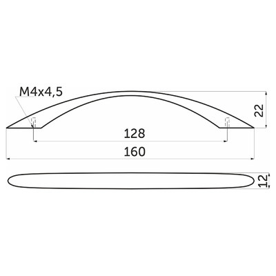Ручка мебельная скоба мет. US26 128 хром AKS 62145