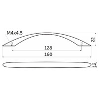 Ручка мебельная скоба мет. US26 128 хром AKS 62145