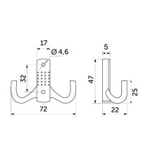 Крючок меб. двухрожковый мет. WP12 черный GRIDLI 66270