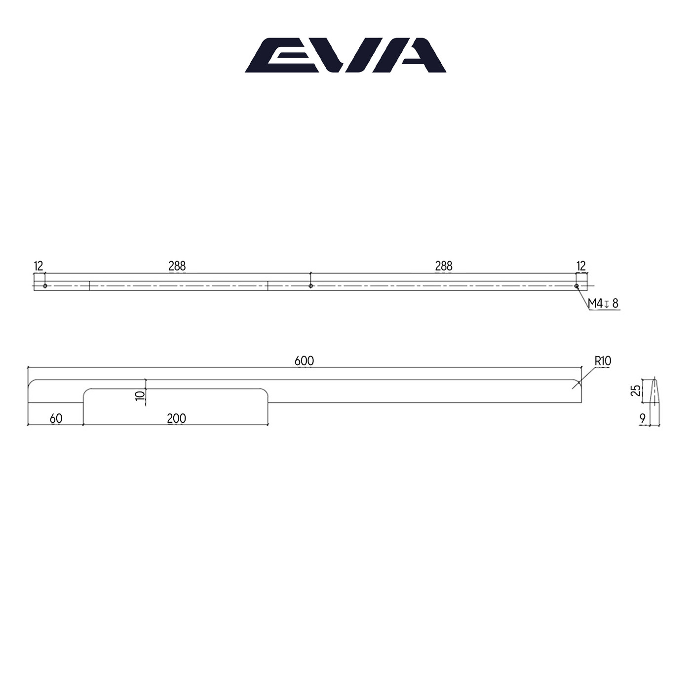 Ручка-скоба EVA LOFT 288мм (L600мм), белый матовый (уп25 шт) 3935