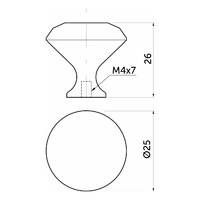 Ручка мебельная кнопка мет. Crystal Palace B 25мм, золото+кристал AKS 12079