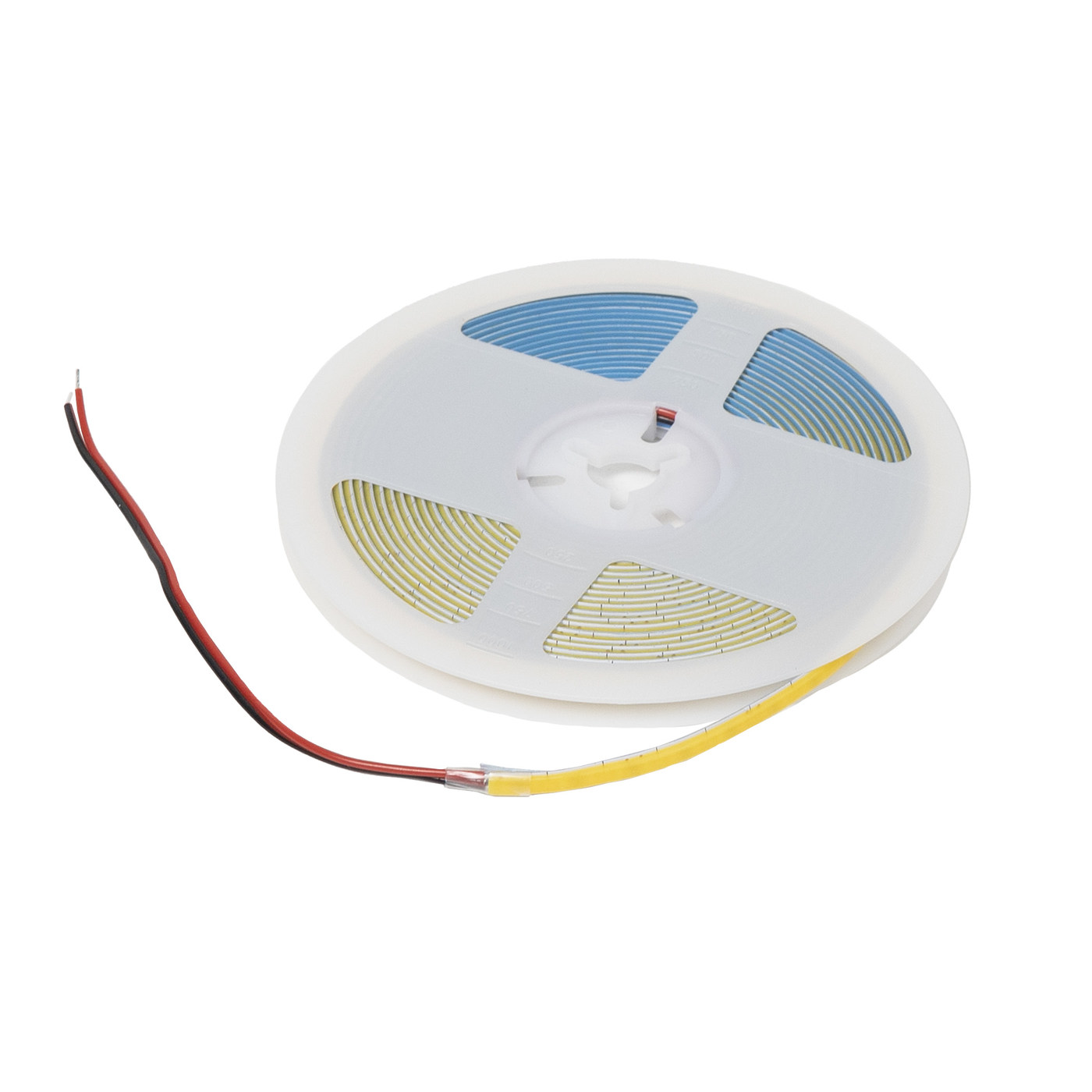 Лента светодиодная COB - 12W/m, 12V, 5мм, 400 д/м, IP20, теплый белый (3000K), CRI90, 1000 Lm, узкая, 5м, AKS 115324