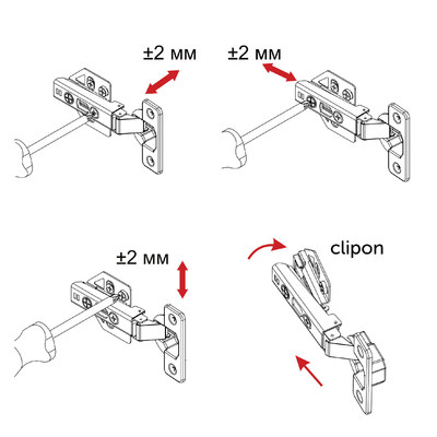 Петля накладная 09 48мм h3 с 3D-регулировкой, с доводчиком, с накладками, clipon AKS PLUS 91834