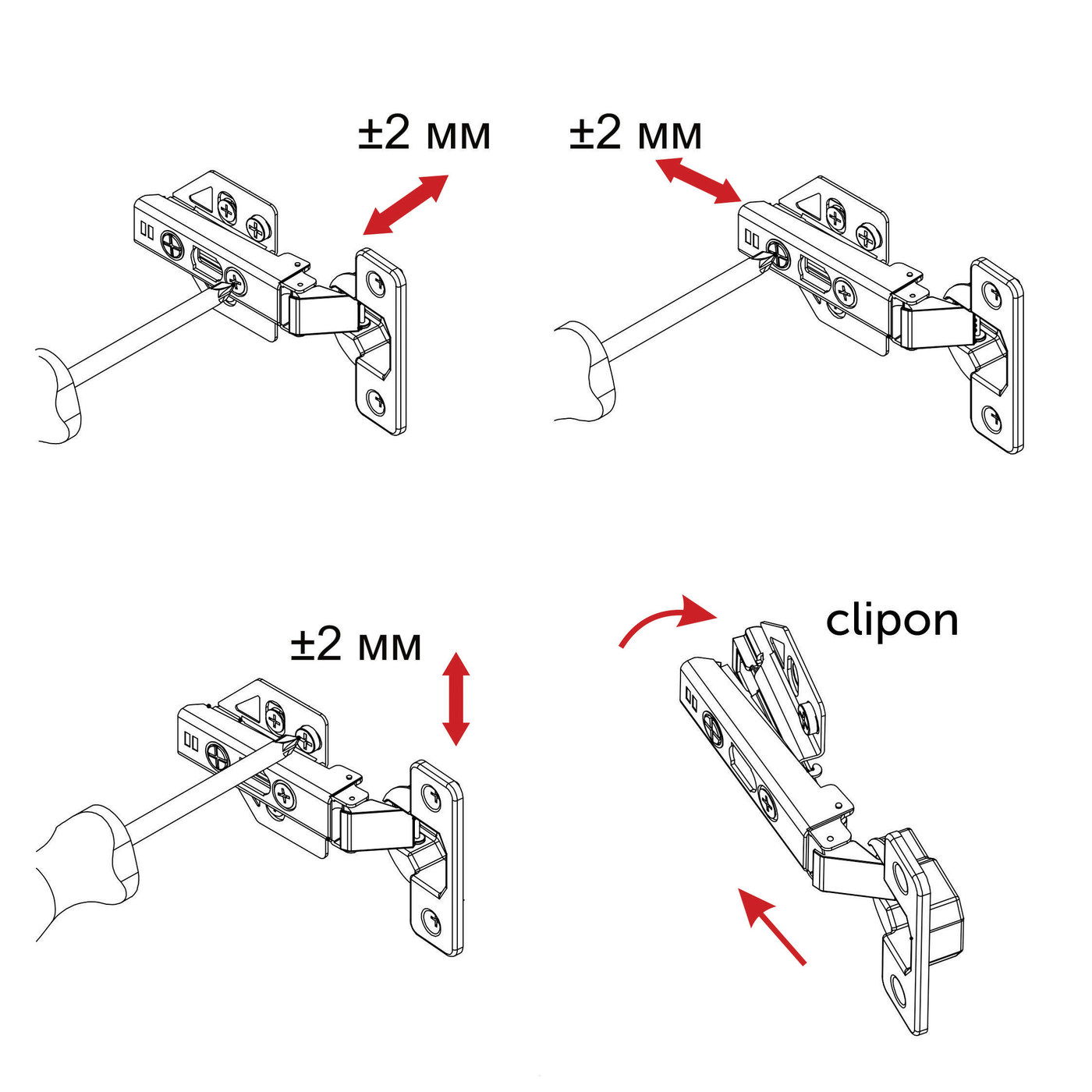 Петля накладная 48мм h3 с 3D-регулировкой, с доводчиком, с накладками, clipon AKS PLUS 91834