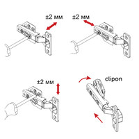 Петля накладная 48мм h3 с 3D-регулировкой, с доводчиком, с накладками, clipon AKS PLUS 91834