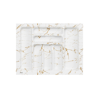 Лоток для столовых приборов 600 MARBLE 540*430, бело-золотой мрамор AKS 117562