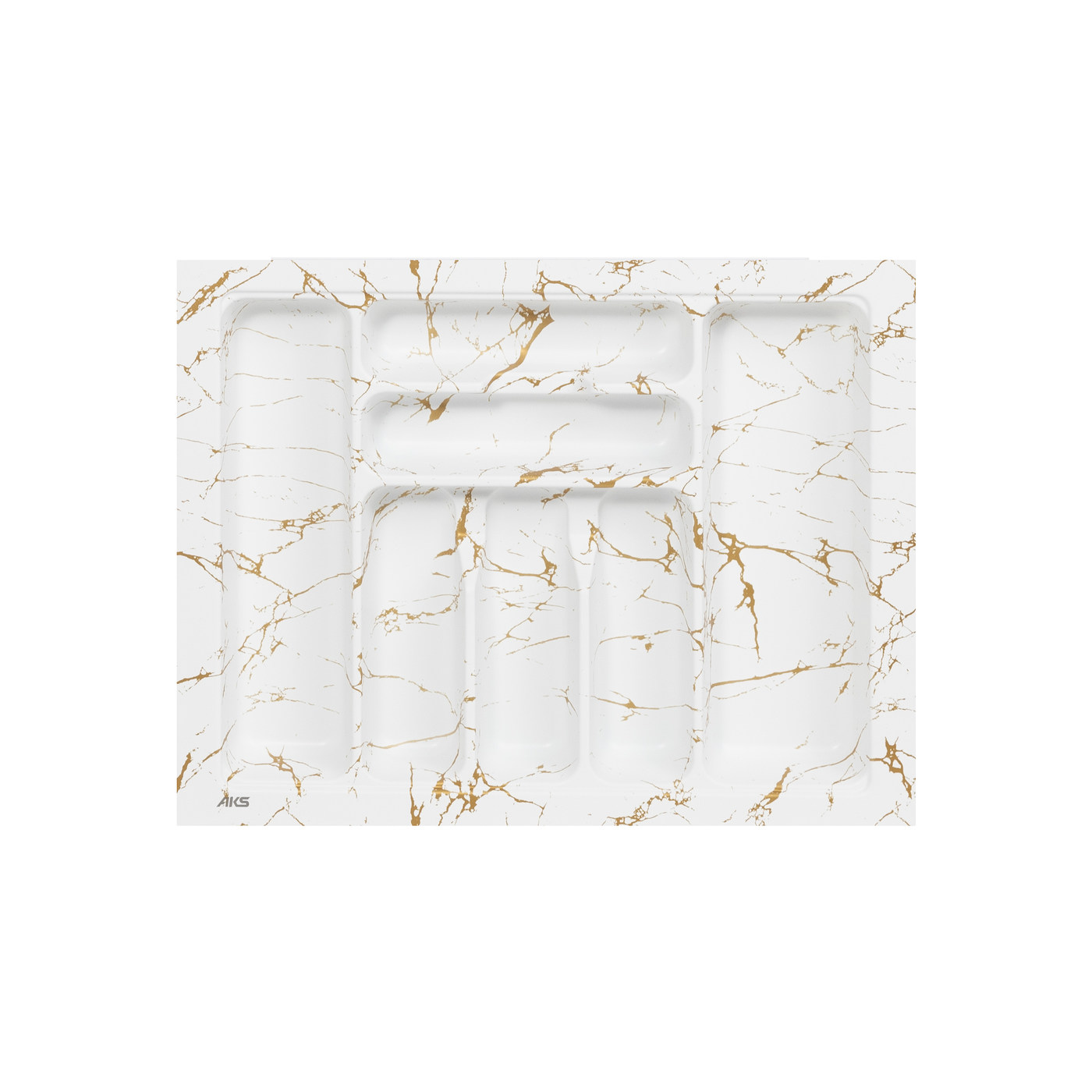 Лоток для столовых приборов 600 MARBLE 540*430, бело-золотой мрамор AKS 117562