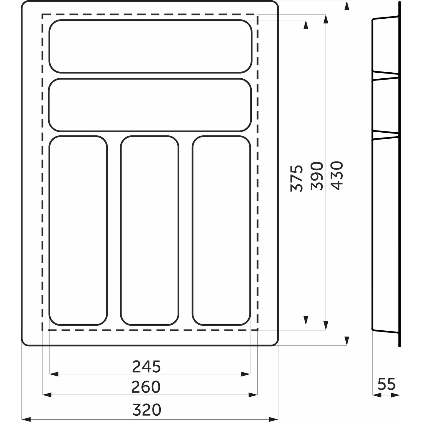 Лоток для столовых приборов 400 BASIC 320*430, серый AKS 113714
