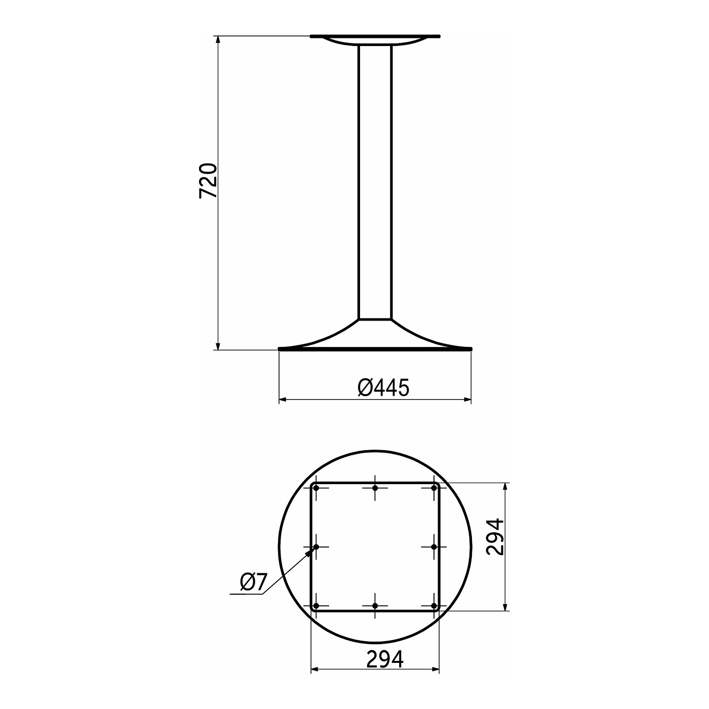 Подстолье TERRA h720 d445, хром AKS 74018