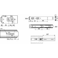 Направляющая шариковая h45 Push-to-open L-600, AKS PLUS 39874