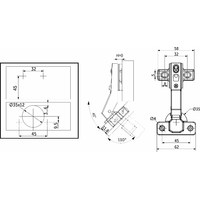 Петля угловая 45°с доводчиком +clipon, AKS 26841