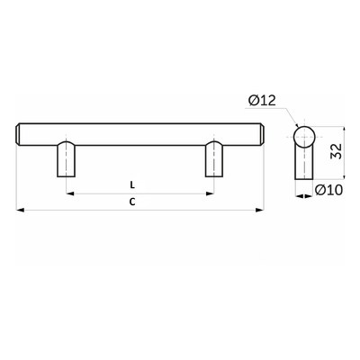 Ручка-рейлинг d12мм 128/178, хром матовый AKS 79080