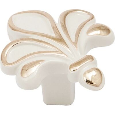 Ручка мебельная MILK кнопка, белый/золото AKS  45279