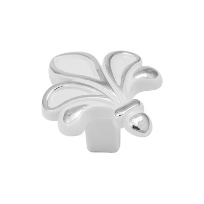 Ручка мебельная MILK кнопка, белый/серебро AKS  45289