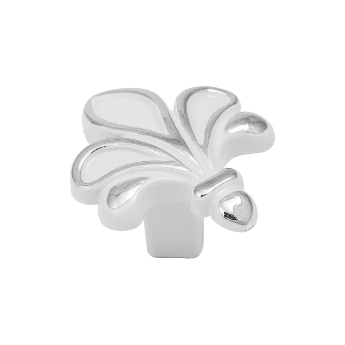 Ручка мебельная MILK кнопка, белый/серебро AKS  45289