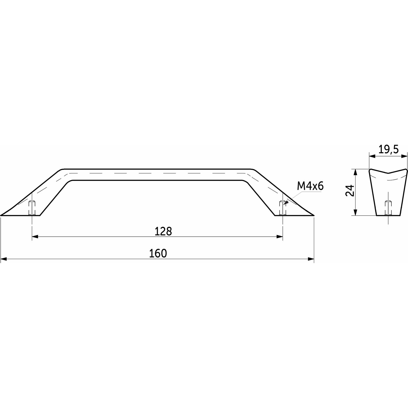 Ручка мебельная скоба мет. PRIZMA 128 сатиновый никель  AKS 61271