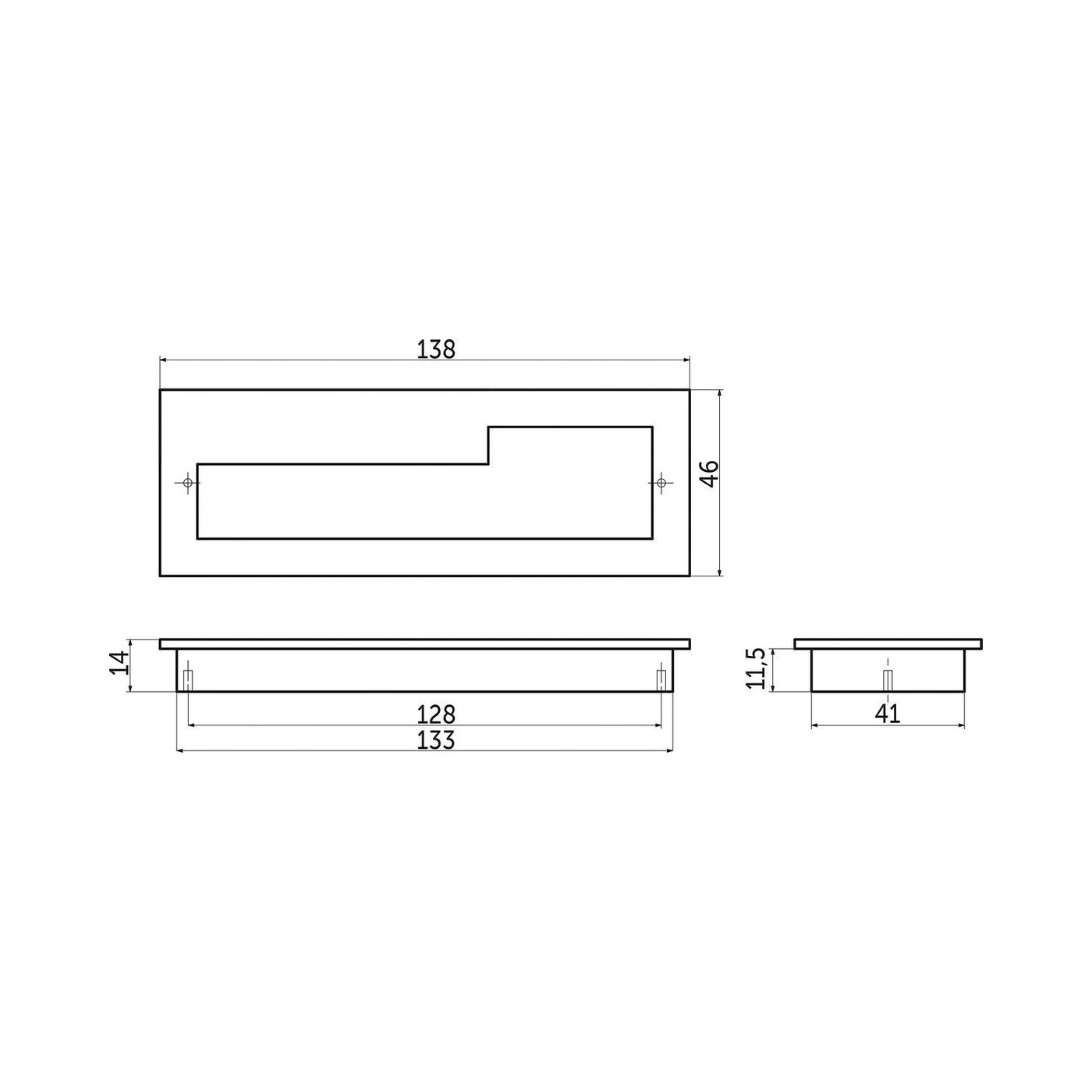 Ручка мебельная NOVA 128, матовый черный (левая часть)  AKS 71326
