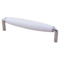 Ручка мебельная SELENA 128, хром+белый  AKS 53091