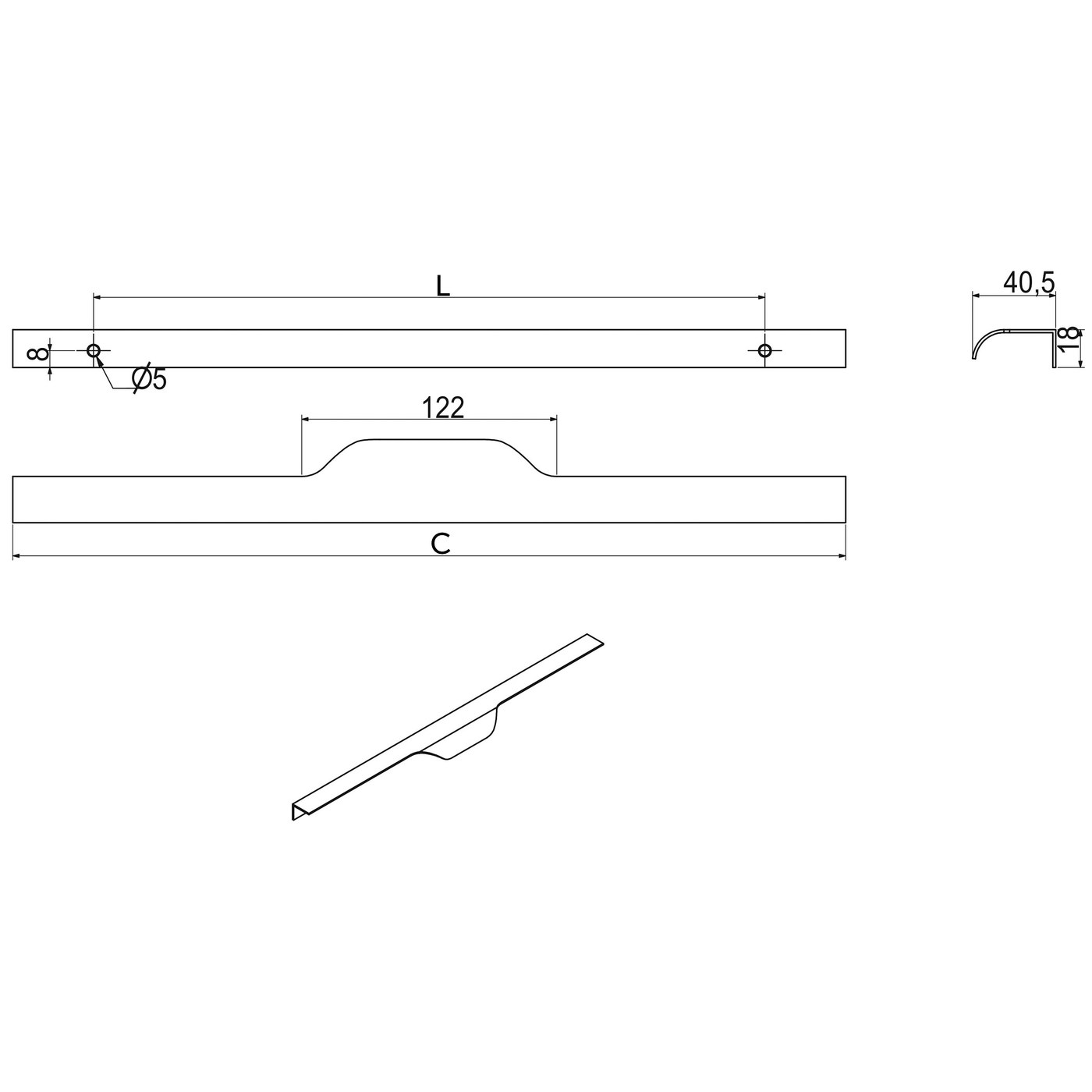 Ручка LINEA-320/397 черный матовый AKS 73884