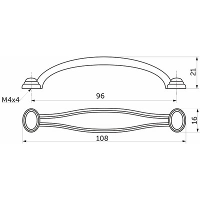 Ручка мебельная скоба мет. UR10 96 старое золото AKS 23531
