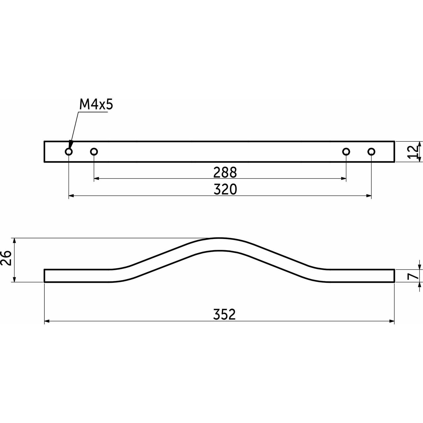 Ручка мебельная скоба алюм. MELISA 288/320 черный матовый AKS 69897