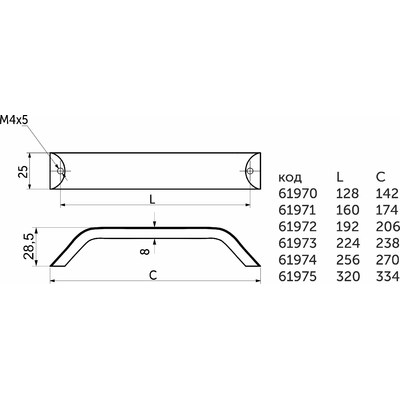 Ручка мебельная скоба алюм. WPY 337 128 алюминий AKS 61970