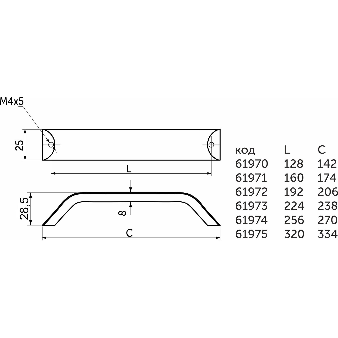 Ручка мебельная скоба алюм. WPY 337 128 алюминий AKS 61970
