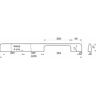 Ручка мебельная скоба алюм. ORION 1152/1200 черный матовый AKS 102793