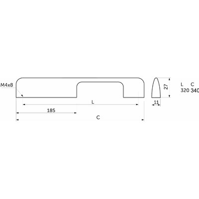 Ручка мебельная скоба алюм. ORION 320/340 черный матовый AKS 62208
