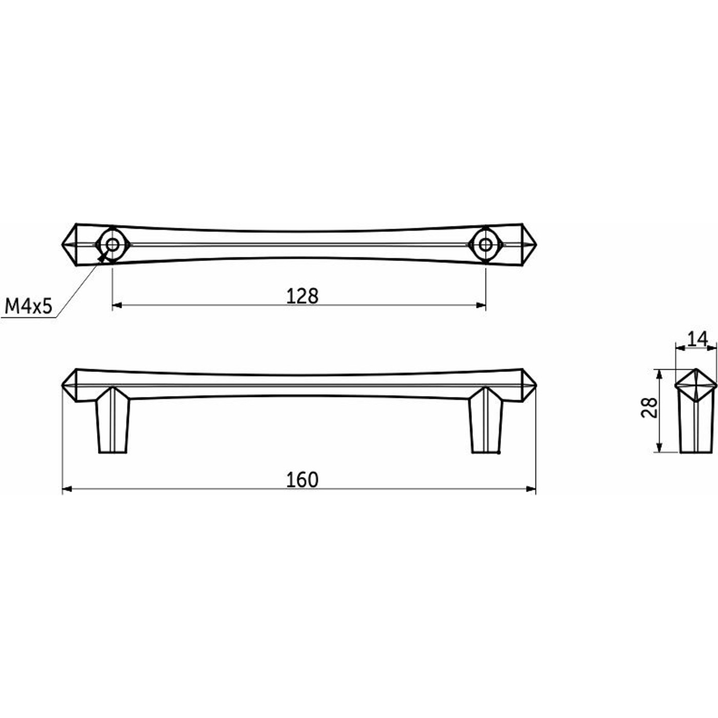Ручка мебельная скоба мет. MARGARITA 128 брашированное золото AKS 104221